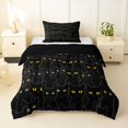 thumbnail image 2 of jejeloiu Black Cat Yellow Eyes Twin Comforter Sets Kids,Spooky Kitten Pattern Bedding Set For Girls,Reversible,2 Pieces, 2 of 8