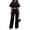 Black, variant on CHICME Jumpsuits for Women Crew Neck Short Sleeve Waist Metal Decor Wide Leg Dressy Casual Womens Jumpsuit with Pockets Black-L