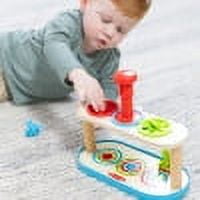 Melissa & Doug Wood Match & Push Spinning Tops 5 Piece Developmental Skills Toy for Toddlers 2+