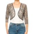 thumbnail image 6 of Moa Collection Women's Lace Crochet Bolero Open Cardigan with Sheer 3/4 Sleeves, 6 of 7