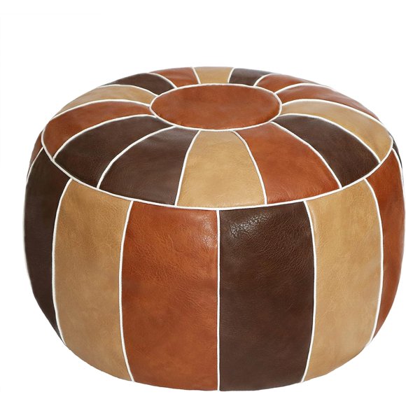 Pouf de Rangement Marocain Non Rembourré Tabouret Repose-Pieds Ottoman Siège Fait à la Main en Similicuir Pouf Poire Chaise de Sol Repose-Pieds pour Salon Chambre Ou Balcon (Jaune)