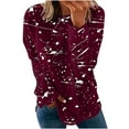 thumbnail image 1 of IROINID Liquidation Hauts Grande Taille pour Femmes Imprimé Manches Longues Confortable Respirant Col Rond Chemise Hauts, Bordeaux, 1 of 8