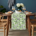 thumbnail image 2 of Green Flowers Table Runner - 48 Inch Long, Kitchen Dining Table Runner Dresser Scarves, Daisies Plant Leaf Abstract Monochrome Farmhouse Decor for Coffee Tables Wedding Party Banquet, 2 of 8