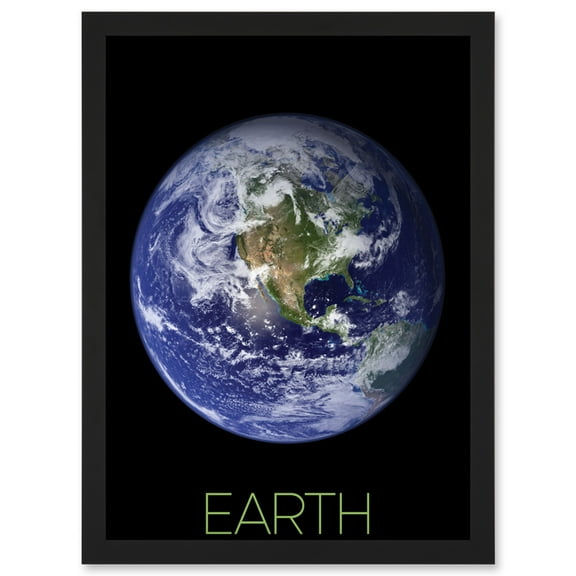NASA Our Solar System Earth Planet Blue Marble Space Artwork Framed Wall Art Print A4
