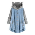 thumbnail image 2 of Women Coats Winter Faux Fur Jacket Women 2023 Winter Fashion Sherpa Fleece Coats Button Down Cat Ear Hooded Outwear Soft Warm Hoodie abrigos para mujer, 2 of 4