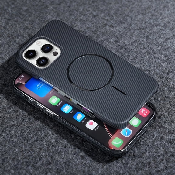 TECH CIRCLE For iPhone 13 Mini Hard PC Carbon Fiber Case Slim Anti-Scratch, Magnetic, Shockproof, Compatible with MagSafe Wireless Charging, Lightweight,Heat Dissipation,Black