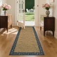 thumbnail image 4 of Garvee 2'x6' Floral Bordered Runner Rug Braided Print Carpet, Washable Rug Non-Slip Stain-Resistant Low Pile Indoor Floort Mat for Hallway Bedroom Kitchen, Dark Blue, 4 of 8