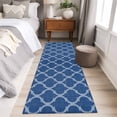 thumbnail image 4 of Runner Rug 2 x 6 Ft, Dark Blue Morocco Washable Non-Slip Floor Mat for Kitchen Hallway/Entryway, Ethnic Abstract Geometric Quatrefoil Grid Long Kitchen Runner Area Rugs for Living Room, Low-Profile, 4 of 8