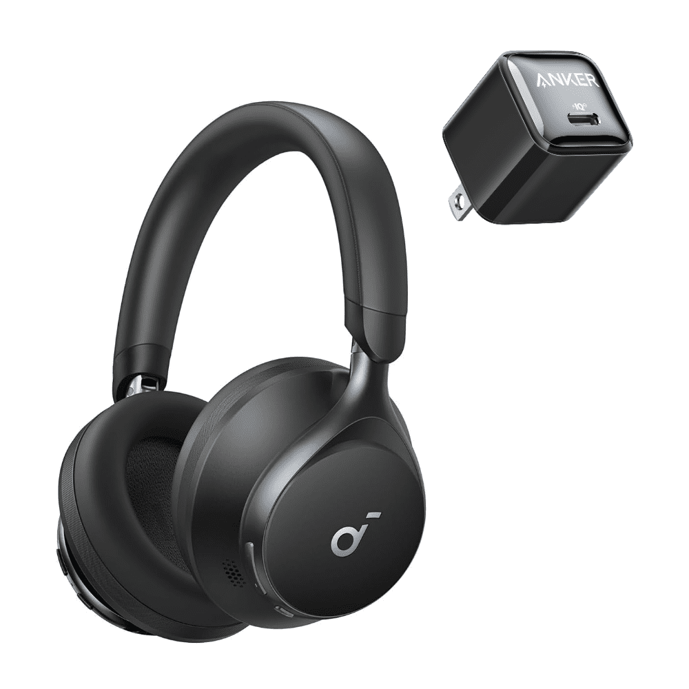 Soundcore by Anker Space One with USB C charger, Active Noise Cancelling Headphones, 2X Stronger Voice Reduction, 40H ANC Playtime, App Control, Comfortable Fit, Clear Calls, Bluetooth 5.3