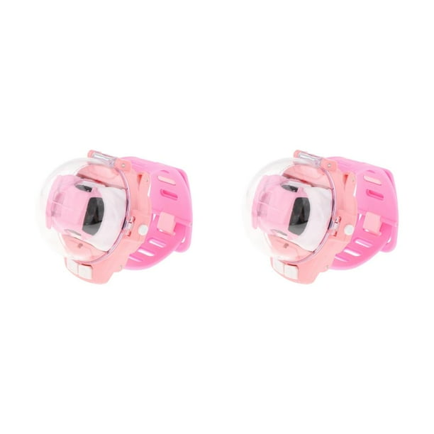Vogacara Mini dibujos animados RC reloj analógico de coche pequeño para niños pequeños regalo de cumpleaños azul 2piezas Rosa