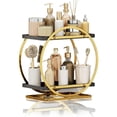 thumbnail image 1 of 2 Tier Bathroom Countertop Organizer, Metal Cosmetic Organizer and Storage, Make up Counter Shelf Perfume Holder Rack Cosmetic Display Tray for Bathroom, Gold, 1 of 5