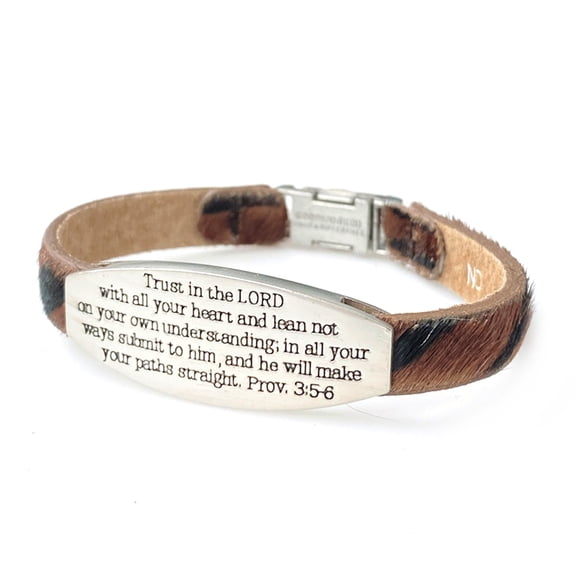 Good Works Proverbs 3:5-6 Bible Verse Leather Bracelet