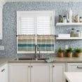 thumbnail image 6 of Bohemian Teal Window Curtains Valance Set of 3 Brown Stripe Retro Wave Line Rod Pocket Small Kitchen Curtain, Soft Window Treatment for Bedroom Party Holiday Decor, 6 of 8