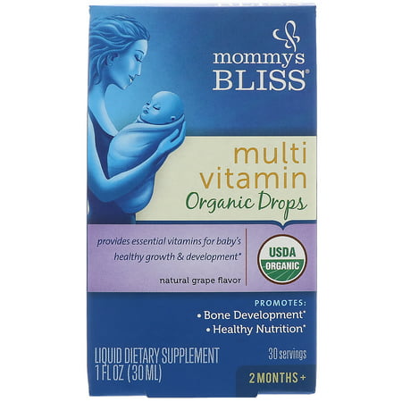 Mommy's Bliss, Multivitamin, Organic Drops, 2 Months+, Natural Grape Flavor , 1 fl oz ((pack of