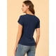 thumbnail image 5 of Top Cruzado Allegra K con Escote En V y manga corta Azul marino M, 5 of 6
