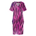 thumbnail image 6 of Pink Purple Animal Print Loose Pocket Dress Dresses Summer Summer Dresses for Women, 6 of 9