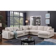 thumbnail image 2 of Celine Beige Chenille Fabric Sectional Chaise Cupholders Charging Ports, 2 of 13