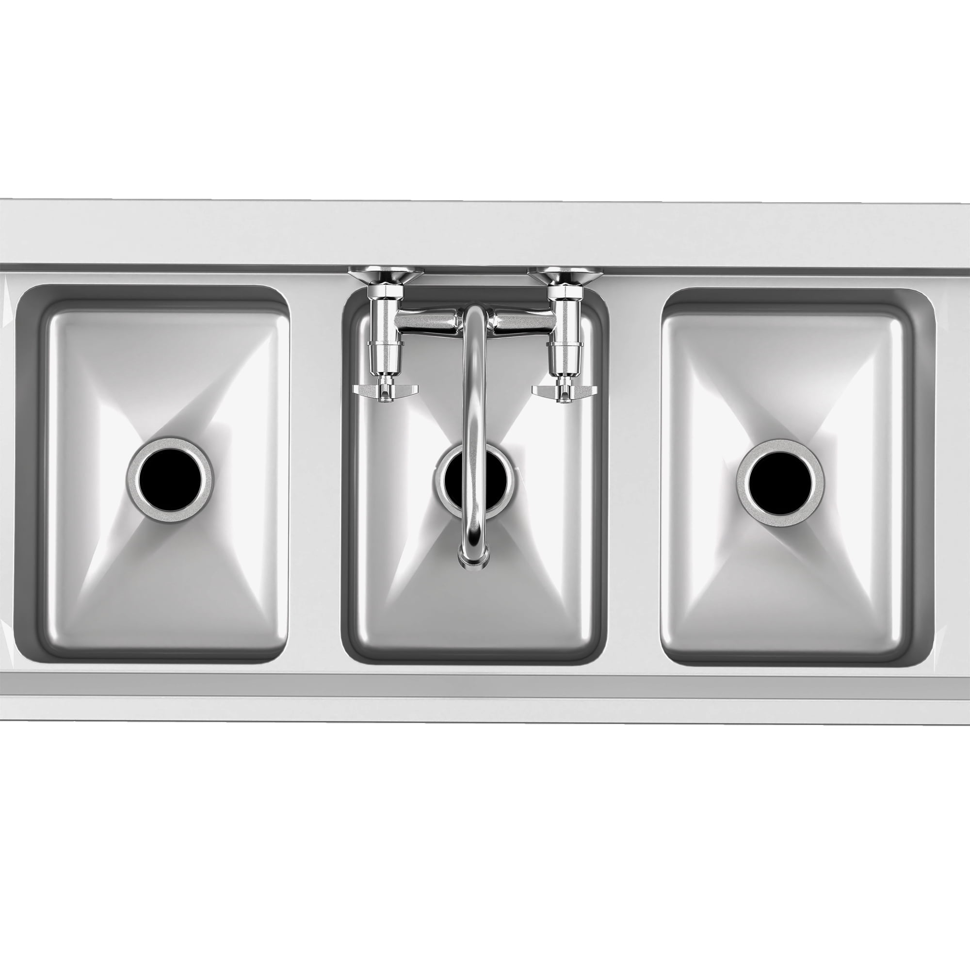 Dextrus Kitchen Sink 3 Compartment Stainless Steel Sink with Double&nbsp;Drainboard&nbsp;Commercial Freestanding Sink for Restaurant, Garage, Utility Sink 60" W x 16" D x 32" H