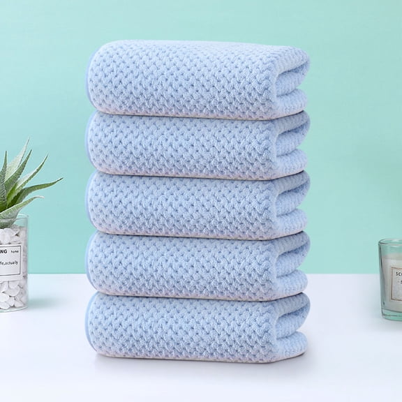 EazyTech 5 Pack Hand Towels for Bathroom Premium Velvet Soft Absorbent Towel Set 14"x30", Gentle Skin-Friendly, Quick-Dry, Durable for Daily Use (Blue)