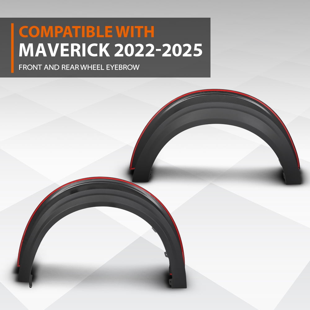 CROSSDESIGN Fender Flares Fit for Ford Maverick 2022-2025 Front and Rear Wheel Eyebrow Accessories Fender Trim 4PCS Black