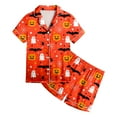 thumbnail image 5 of Caqnni Kids Unisex Pjs Set Girls Boys Silk Pajama Sets Satin Clasic Sleepwear Summer 2 Pieces Button Down Nighty Girls Halloween Pajamas Shorts Sets (8-9 Years,Red), 5 of 5