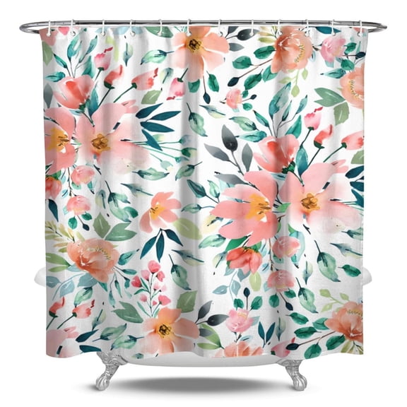 Waterproof Pioneer Shower Curtain 84x72 Inch Polyester Unique Colorful Floral Shower Curtain for Bathroom Hotel Home Decor with 12 Plastic Hooks