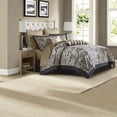 thumbnail image 2 of Luxurious 12Piece Bedding Set Cotton Sheets Modern Paisley Design Queen Size, 2 of 11