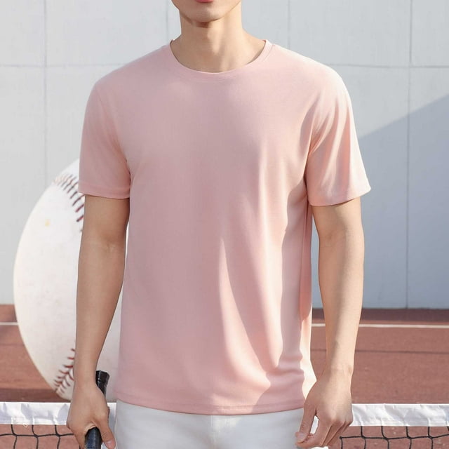 Styesk T-Shirts pour Homme Couleur Unie Décontracté Élastique Sport Manches Courtes Col Rond Blouses