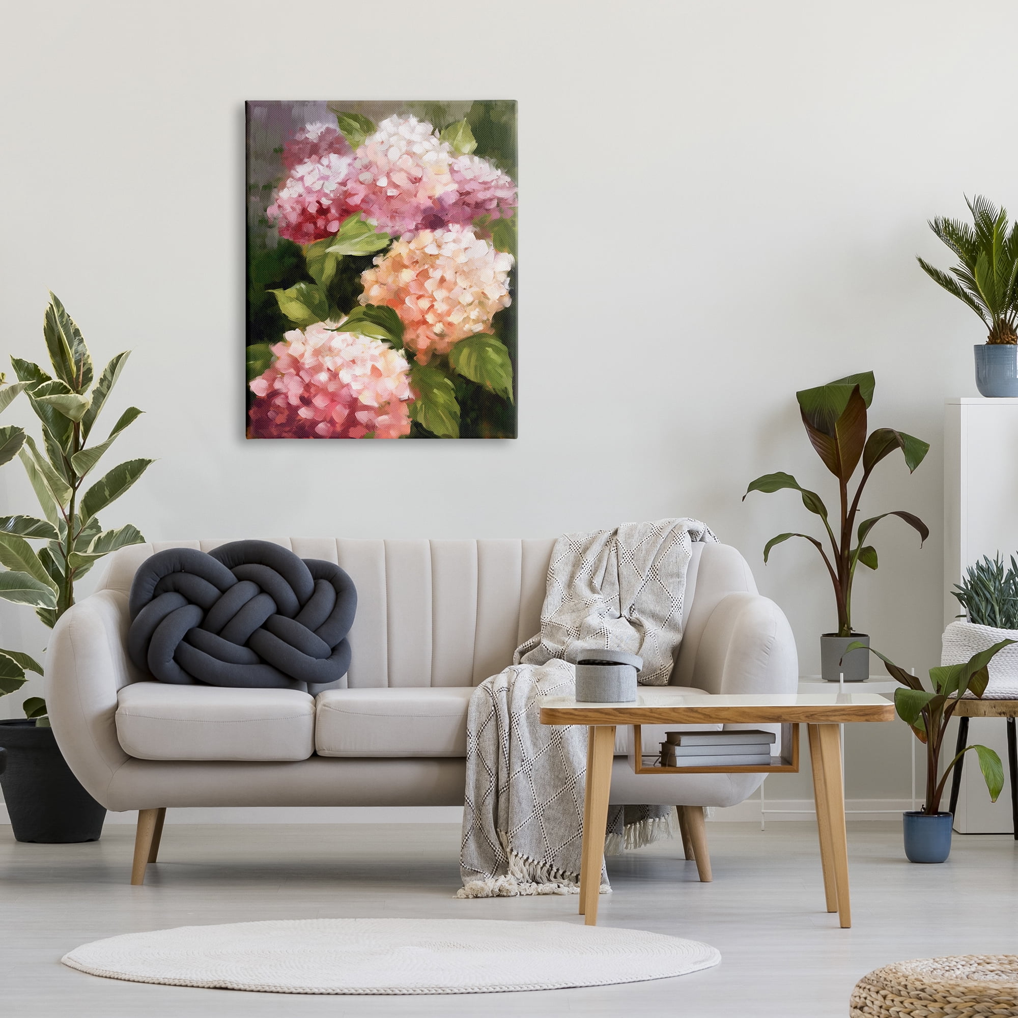 Stupell Industries Pink Hydrangea Blooms Botanical & Floral Painting Gallery Wrapped Canvas Print Wall Art, 30 x 40