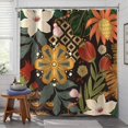 thumbnail image 2 of Vintage Boho Floral Shower Curtain, Abstract Retro Tropical Plant Black Shower Curtains with 12 Hooks for Bathroom 72 ×72 Inch, 2 of 6