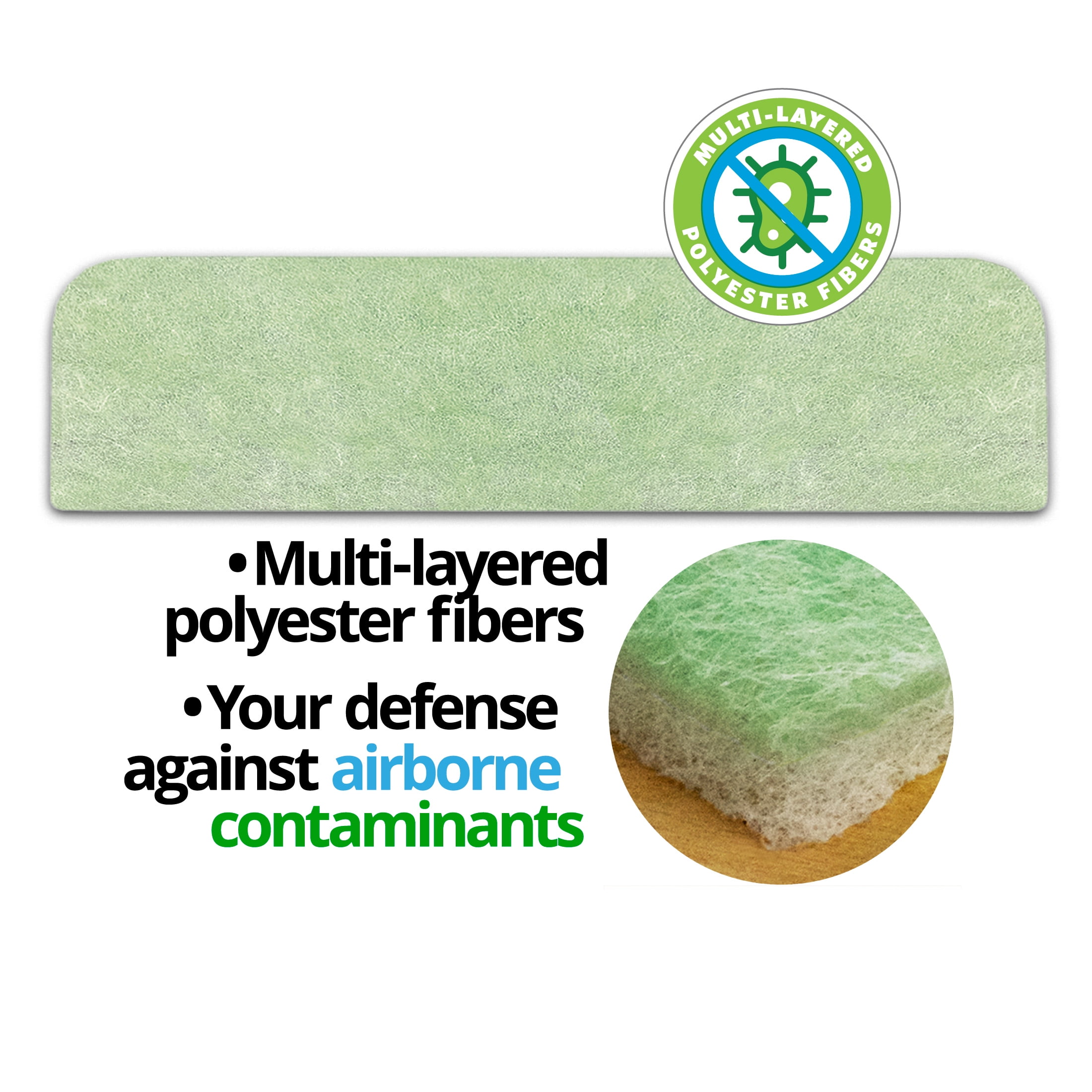 (2 pack) RV Air AC-135G Air Conditioner Filter Replacement, 16" x 4", Polyester, Green