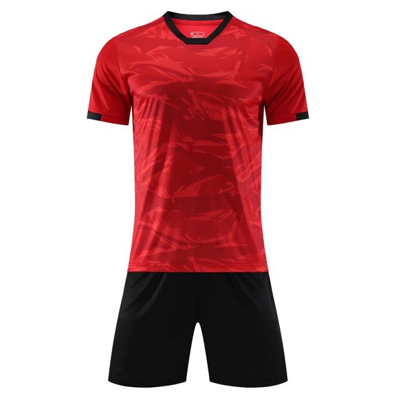 vastwit Kids Boy Soccer Sport Training Uniform Youth Athletic Football Jersey Mesh Shirt Shorts Kit Red Type A 4XS