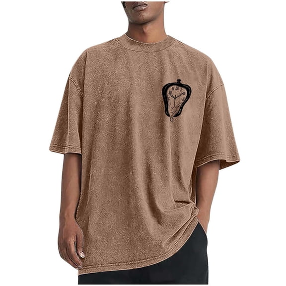 jjayotai Cotton Shirts for Men Short Sleeve Oversized Shirt Crew Neck Graphic Printed Tees Casual Summer Vintage Tops
