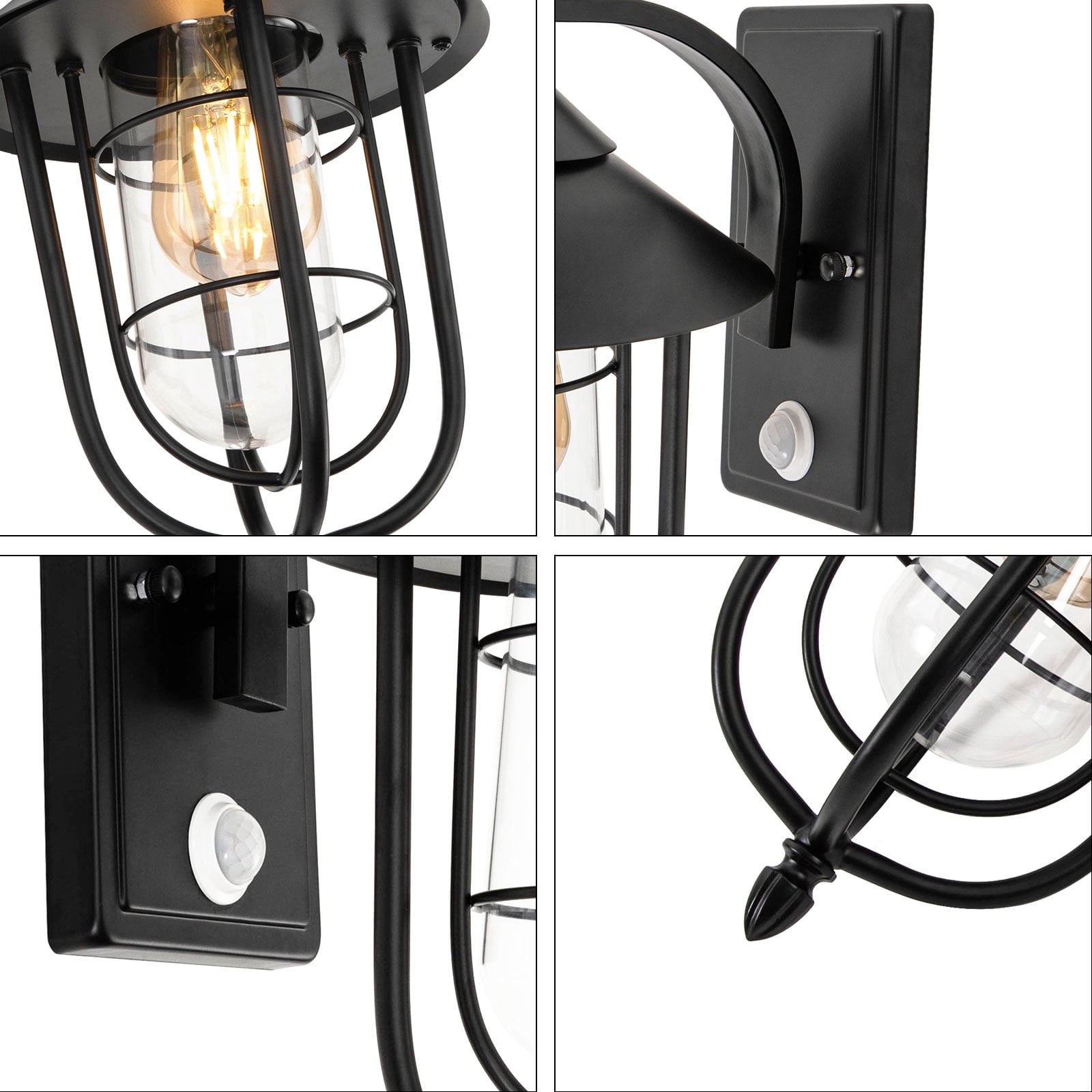Wildnix Black Outdoor Sensor Wall Light, Waterproof, E26 Lamp Socket, Intelligent Motion Detection, Ideal for Porch, Garden, and Garage