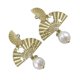 thumbnail image 3 of Pendientes Retro Estilo Chino Plata 925 Luz De Lujo Antiguo En Forma De Abanico Con Perla, 3 of 10