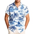 thumbnail image 3 of LIBRCLO Mens Short Sleeve Shirts Quick Dry Casual Button Down Shirts Fashion Summer Vacation Hawaiian Beach Tops Blue 4XL, 3 of 6