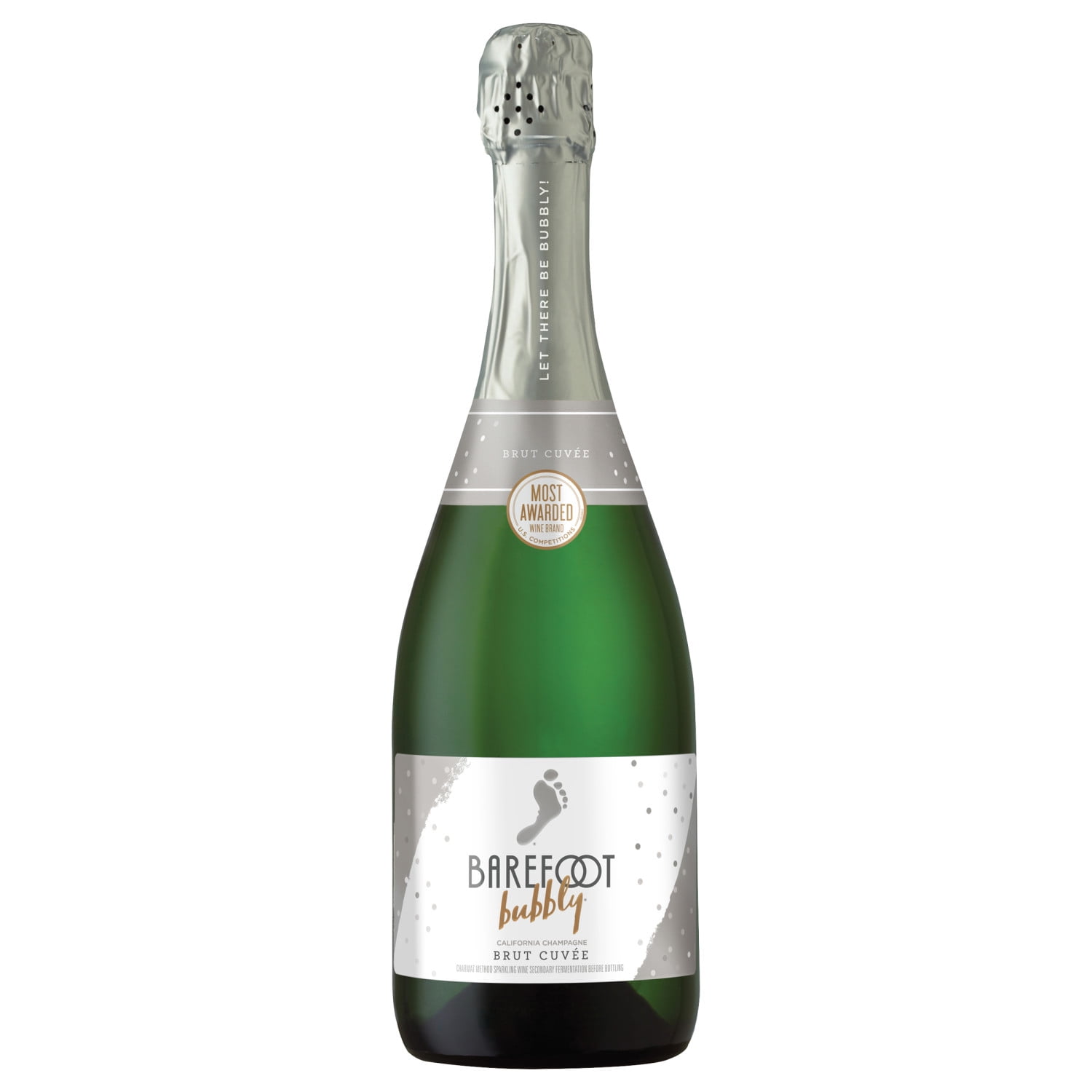 Barefoot Bubbly Brut Cuvee California Champagne Sparkling Wine, 750ml Bottle, 10.5% ABV