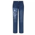 thumbnail image 4 of Byworldtasic Womens Y2K Jeans Women's Low Rise Heart Pattern Baggy Jeans Washed Wide Leg Denim Cargo Pants Y2k Streetwear, 4 of 5