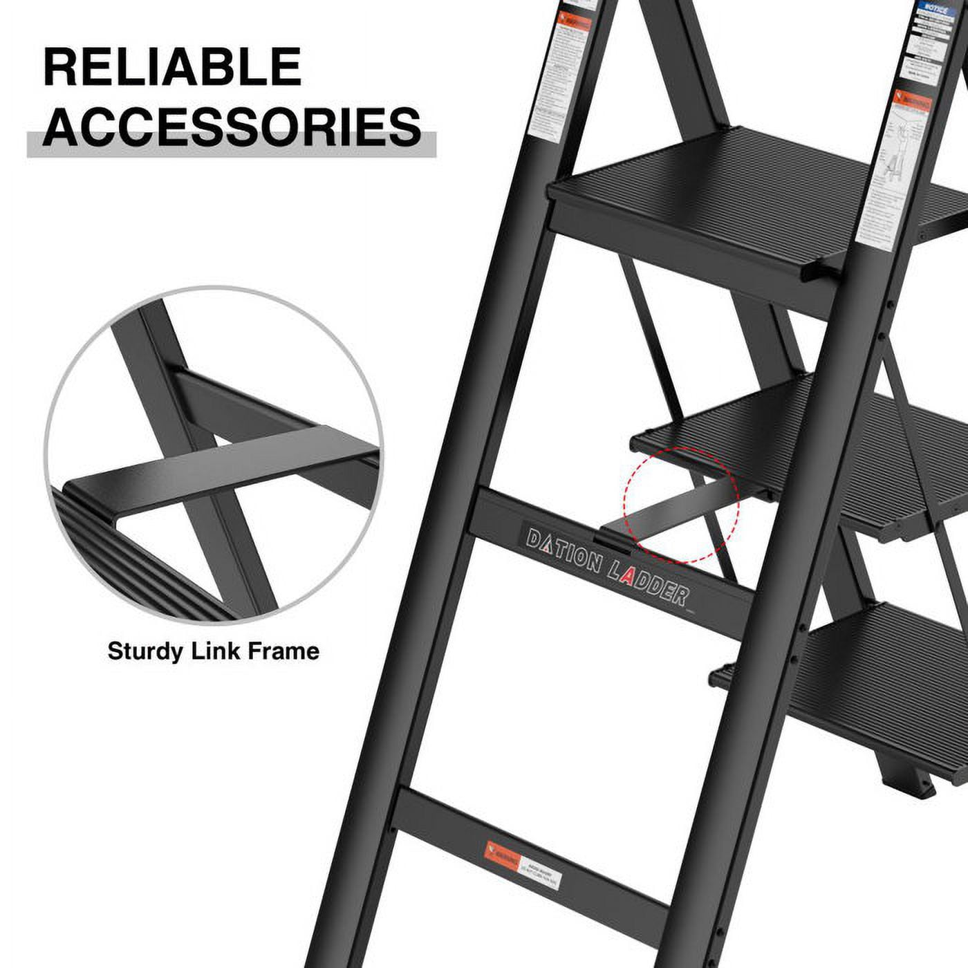 HESTINYSU 3-Step Steel Lightweight Folding Step Ladderr