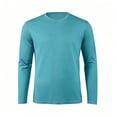 thumbnail image 5 of Men's Basic Athletic Long Sleeve T Shirt Comfort Lightweight Active Sports Shirts Basketball Jogging Workout Light Blue XL, 5 of 5
