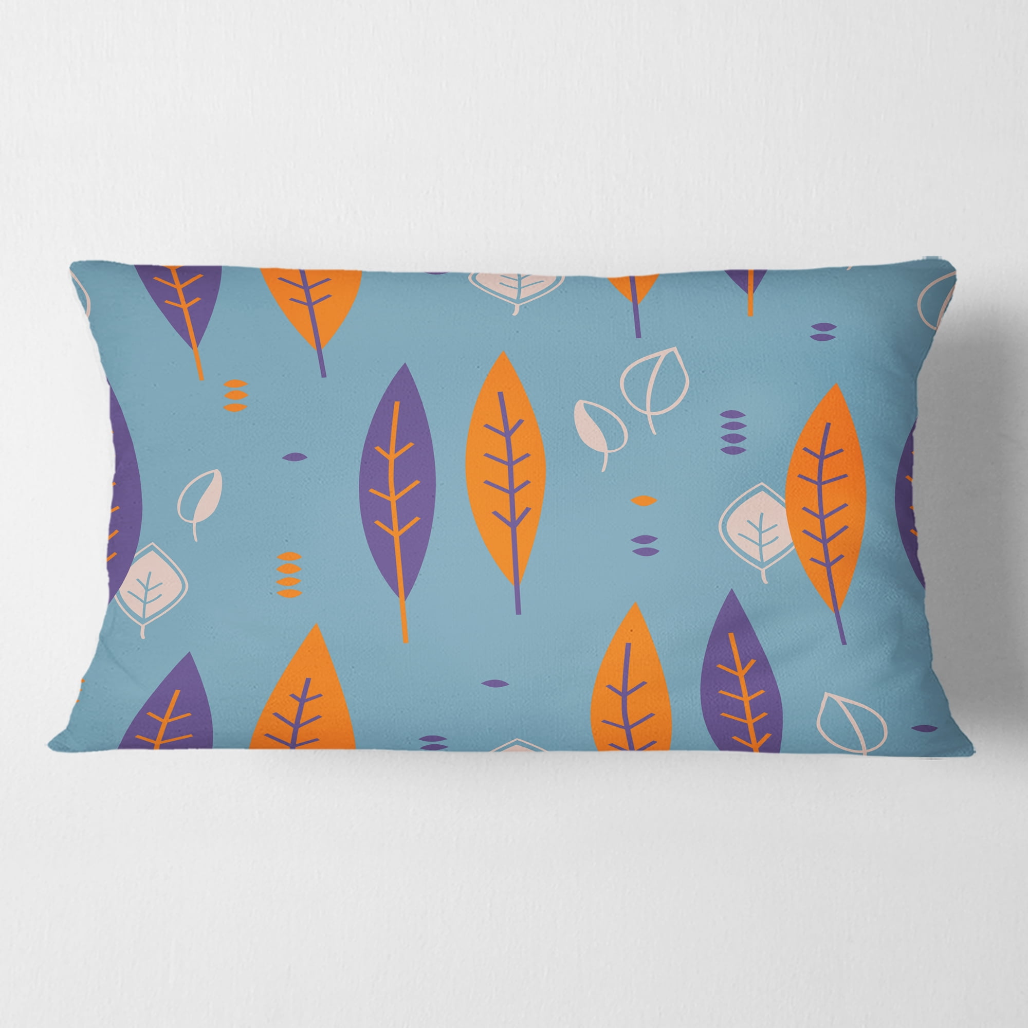 Designart Floral Retro Botanical Pattern II' Mid-Century Modern Throw Pillow - 12x20