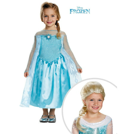Elsa Classic Costume for Toddler and Disney Frozen Elsa Wig Child