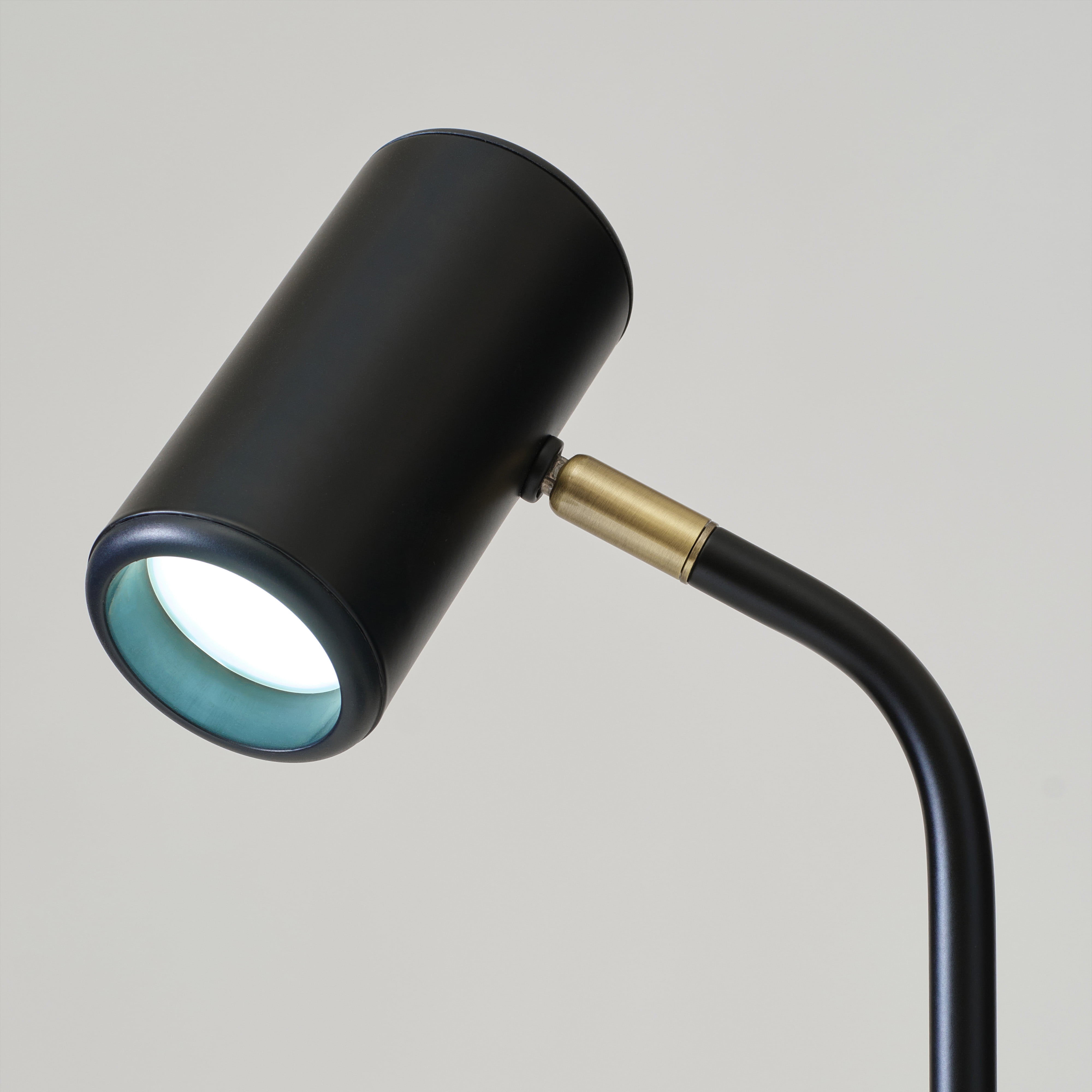 Brightech Ezra 16.5" Classic Black Dimmable LED Industrial Desk Lamp with Wireless Charging Pad and Adjustable Lamp Head