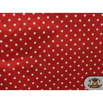 Polycotton Printed SMALL DOTS WHITE RED BACKGROUND Fabric / 60" Wide / Sold by the Yard