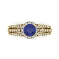 thumbnail image 2 of 1.76ct round cut blue tanzanite 18k yellow gold halo Bridal Wedding Engagement Promise Anniversary Ring for Women size 7.5, 2 of 7