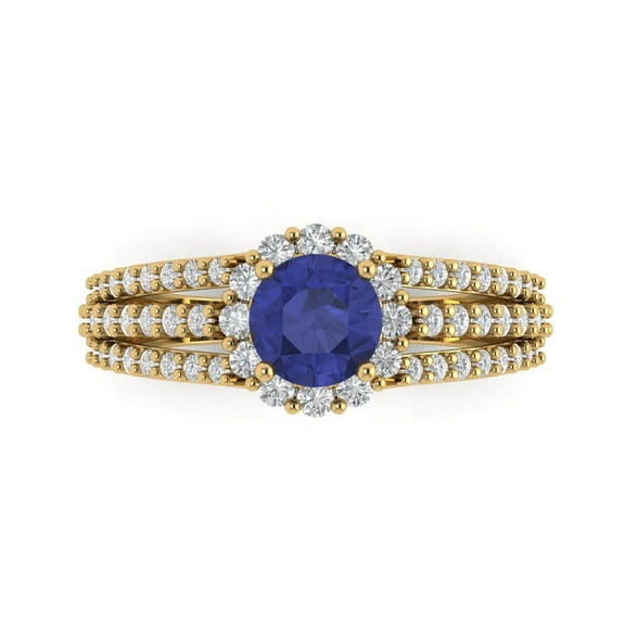 Clara Pucci 14K Yellow Gold 1.83ct Tanzanite Halo Ring for Women