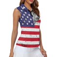 thumbnail image 4 of HUIACONG Flag Eagle Print Ladies Golf Shirts, Moisture Wicking Golf Vest Lightweight Half Zip Workout Tank Tops Zip Up, 4 of 7
