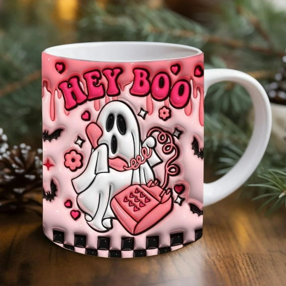 Halloween Coffee Cup Ceramic Pumpkin Ghost Skull Coffee Mug with Handle Trick or Treat Tumbler Cup Home Party Decor