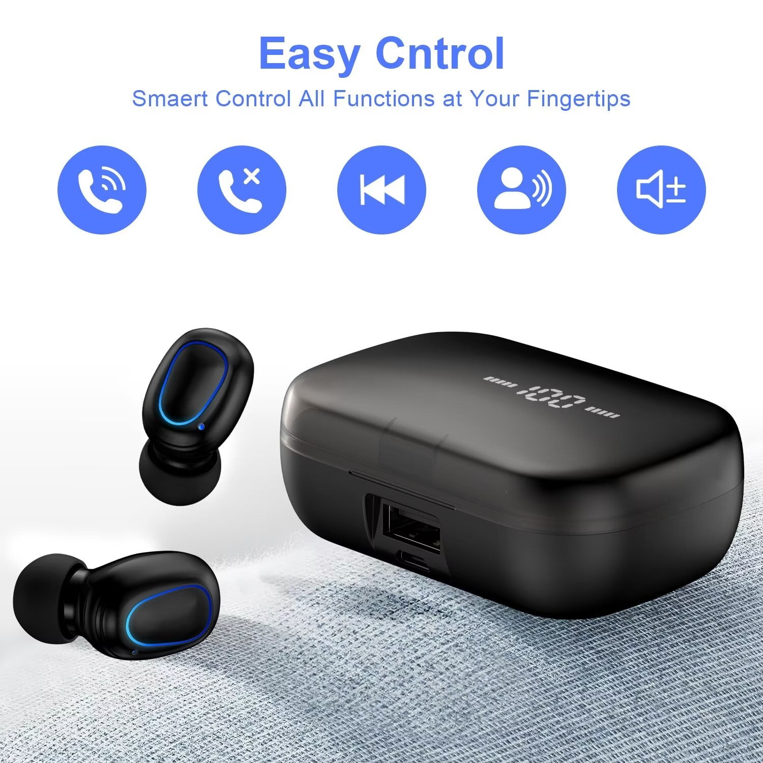 Wireless Earbuds for iPhone,Android,AILKIN Bluetooth 5.2 Headphones 3500mAh 120hrs Playtime Waterproof IPX7 Headset Earphones In-Ear Stereo Noise Cancelling True Wireless Earbuds with Charging Case