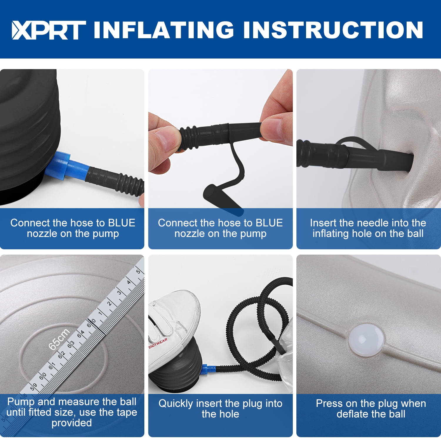 XPRT Fitness Exercise and Workout Ball, Yoga Ball Chair, Great for Fitness, Balance and Stability Extra-Thick with Quick Pump - 75 cm